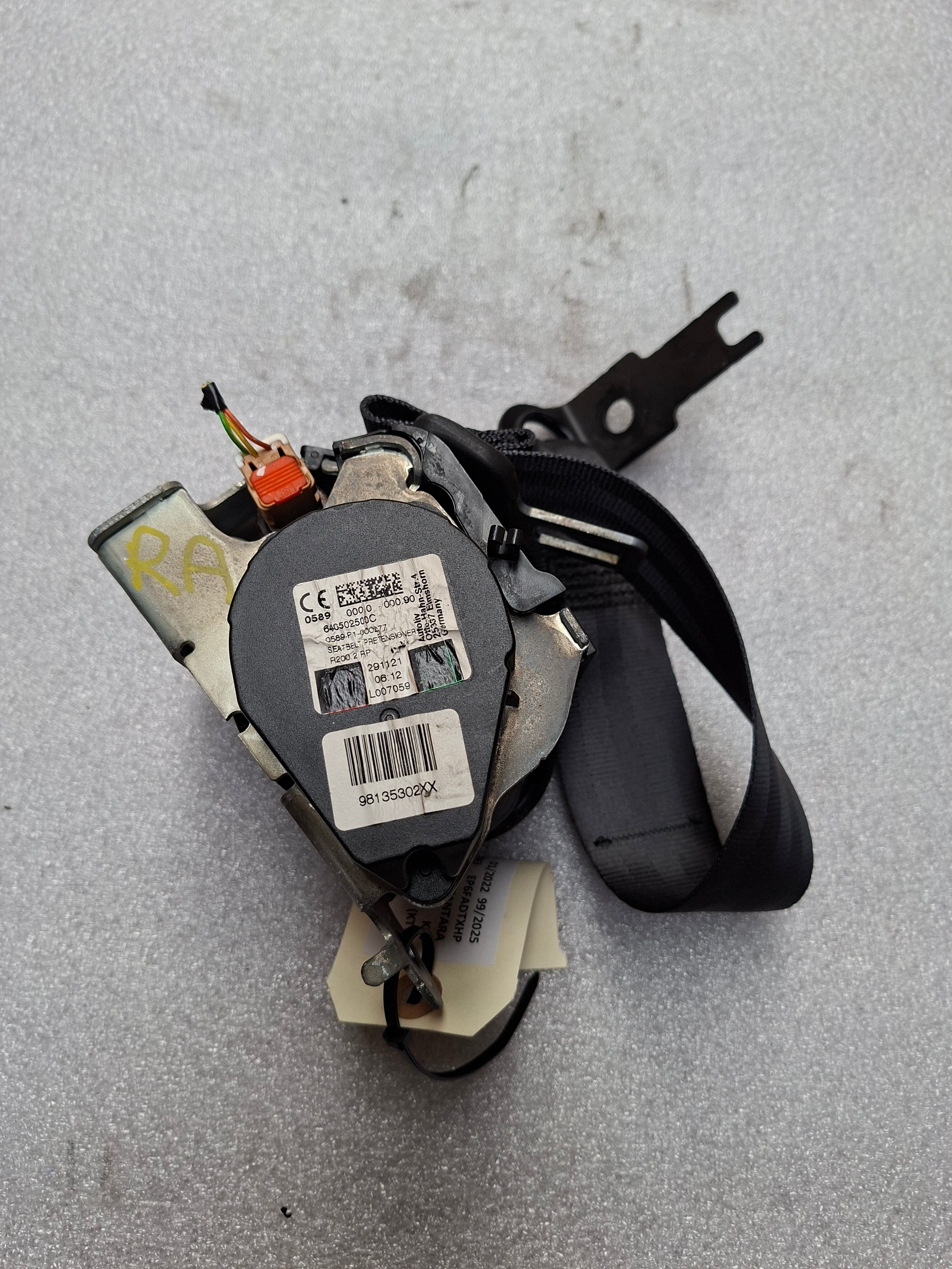 veiligheidsgordel rechtsachter Peugeot 508 R8 - OEM 98 135 302 XX
