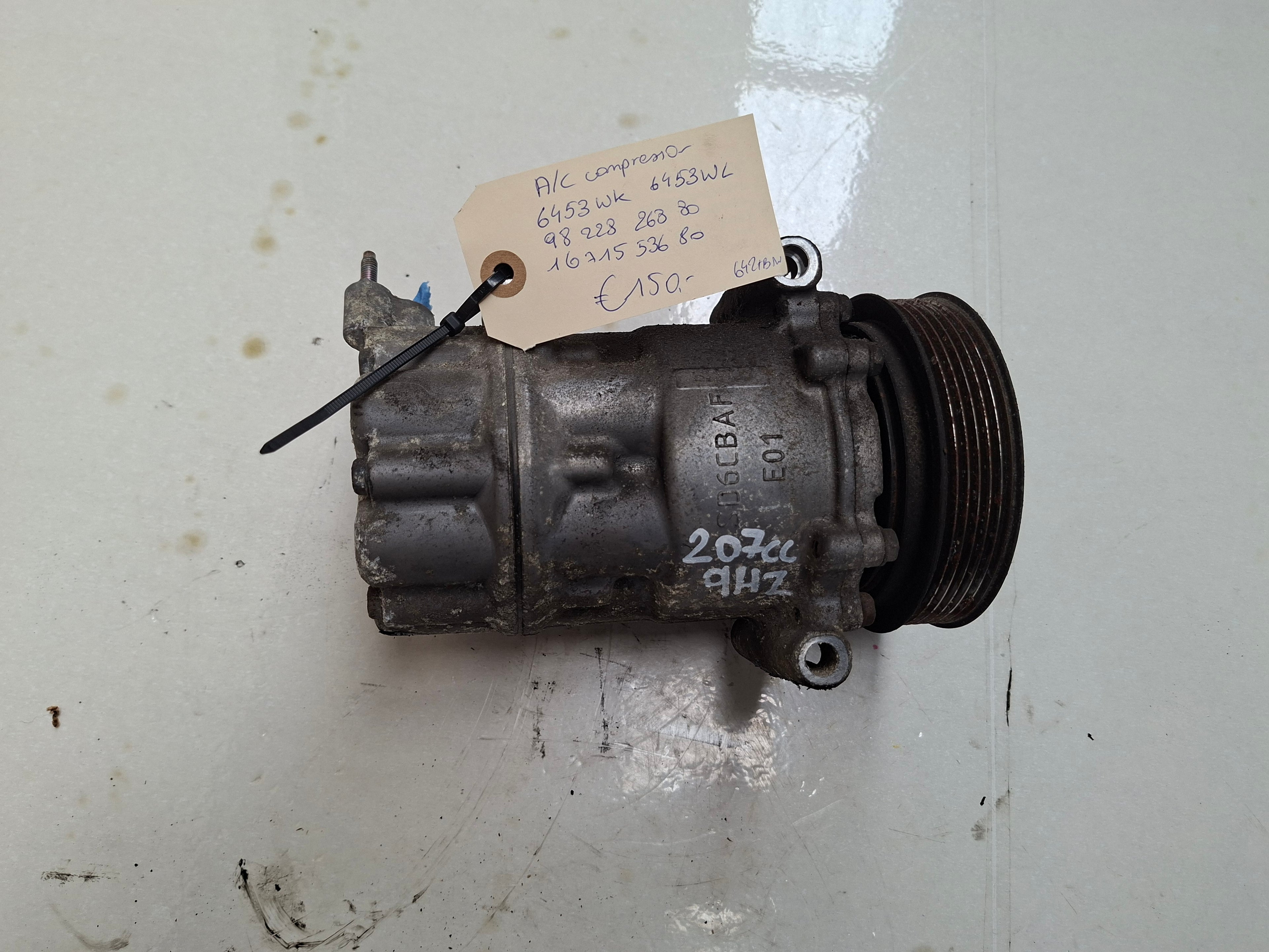 Originele aircocompressor Peugeot 207 CC 1.6 HDi (OEM 6453 WK)