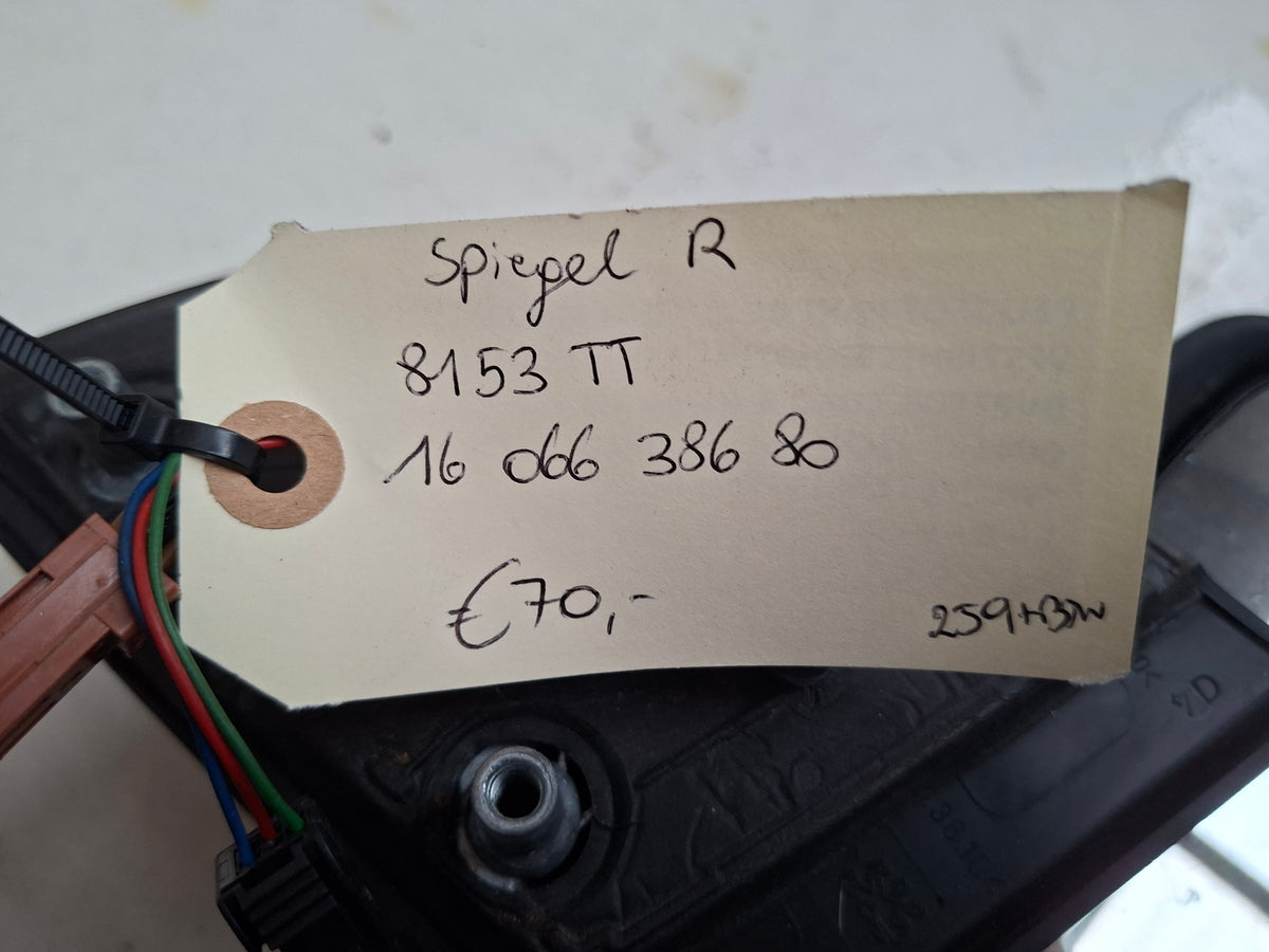 Originele buitenspiegel rechts van een Peugeot Partner B9 (OEM 8153 TT / 16 066 386 80), bouwjaar 2008