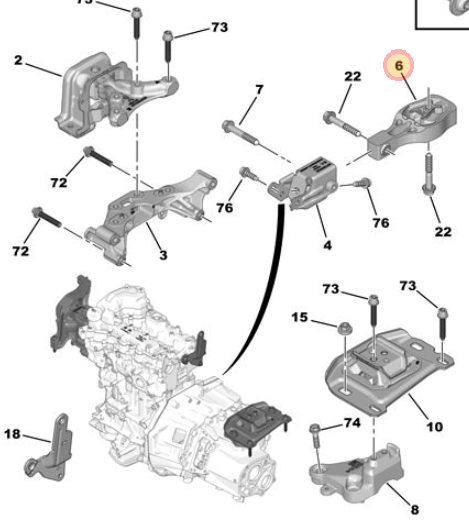 Originele motorsteun Peugeot 208 Fase 1 1.2 PureTech motorcode EB2ADT