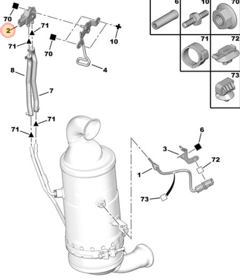 Originele tweedehands FAP-sensor Peugeot 308 T7 1.6 HDi diesel - motorcode DV6TED4 - OEM (1618 Z9)