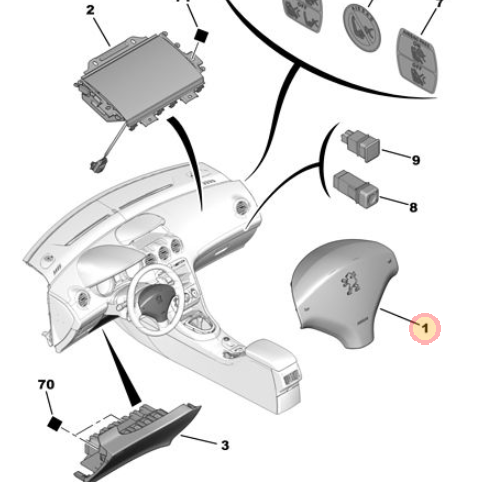 Originele tweedehands stuurairbag Peugeot 308 T7 - geïntegreerd in stuurwiel - OEM (4112 LA)