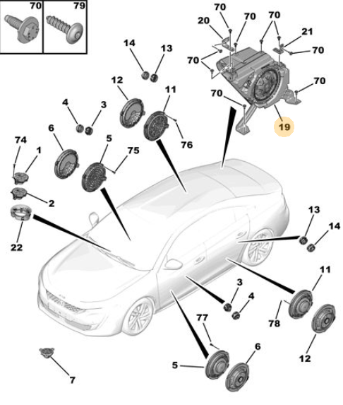 Tweedehands originele subwoofer Peugeot 508 R8 – OEM 98 134 197 80