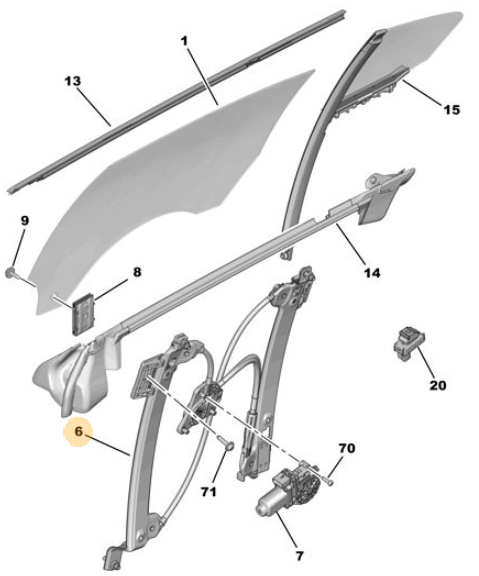 Tweedehands origineel raammechanisme linksachter Peugeot 508 R8 – OEM 98 278 808 80