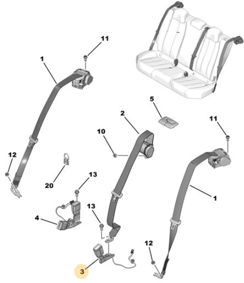 gordelklikker linksachter Peugeot 508 R8 - OEM 98 316 884 XT