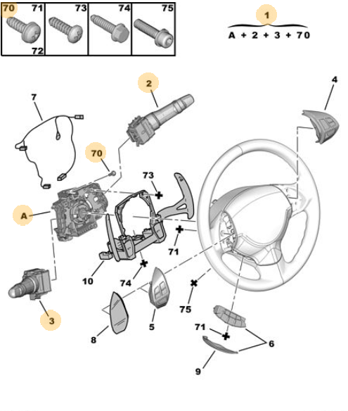 Originele tweedehands COM2000 schakelmodule van een Peugeot 4007 2.2 HDi 4x4 (2009), OEM 6242 AH / 16 591 181 80
