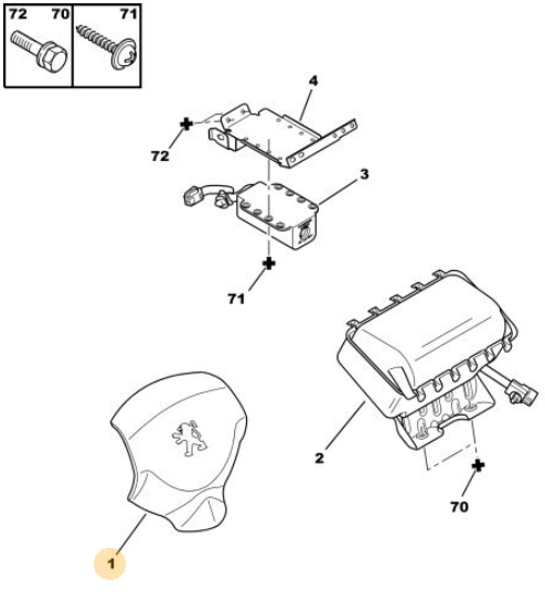 Originele tweedehands stuurairbag van een Peugeot 4007 2.2 HDi 4x4 (2009), OEM 4112 KH