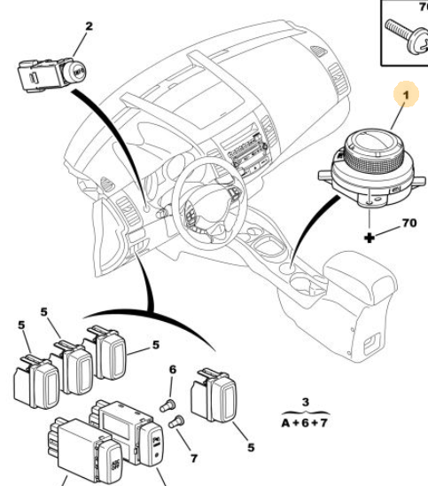 Originele bediening automatische transmissie van een Peugeot 4007 (OEM 6490 06), bouwjaar 2009
