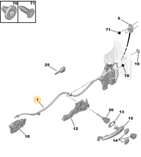 Origineel deurslot links van een Peugeot 207 CC (OEM 9135 Z2), bouwjaar 2008

