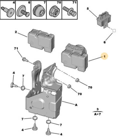 Origineel ABS blok van een Peugeot 207 CC (OEM 4541 FX), bouwjaar 2008