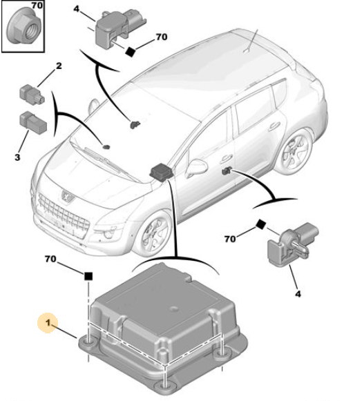 Originele airbagmodule van een Peugeot 3008 T84 (OEM 6546 EL), bouwjaar 2012

