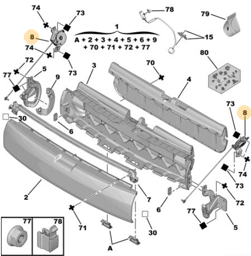 Originele kabel kofferklep rechts van een Peugeot 3008 T84 (OEM 8724 H8), bouwjaar 2012

