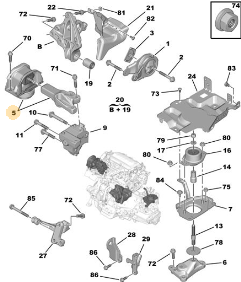 Motorsteun Peugeot 3008 T84 (1839 K9)